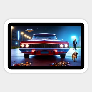 Classic Car Scene Sticker